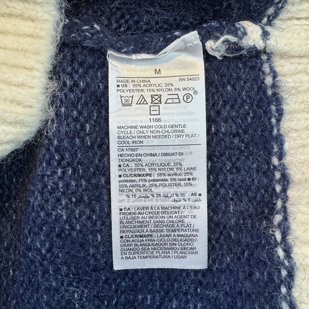 OLD NAVY Crew Neck Fair Isle Sweater Blue & Cream Size Medium - Picture 6 of 7